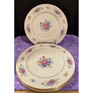 Lenox Rose J 300 Salad Plates Plate Gold Trim Set Of 4 USA Vintage Cottagecore